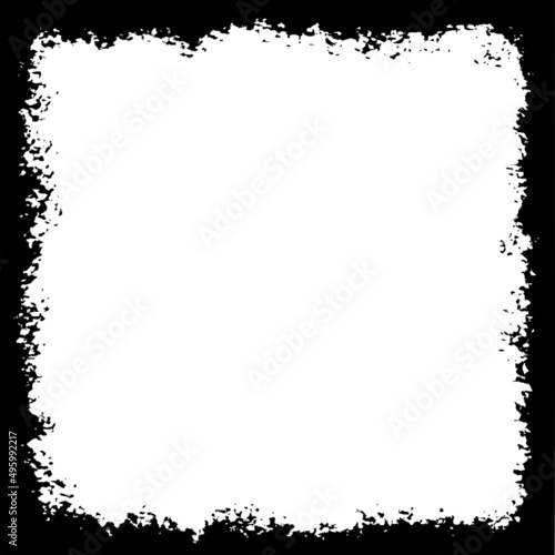 Grunge drawing stroke frame. Dirty overlay and distress border frame. Square border in grungy textured style for images framing. Vector.