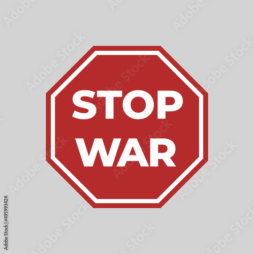 Stop war road sign. No war, hexagonal warning symbol. Vector infographics for posters and agitations
