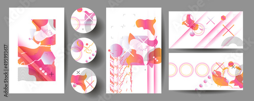 Elegant muted restrained shades natural pastel muted pale calm tones card templates set abstraction background