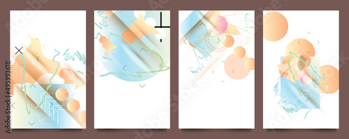 Elegant muted restrained shades natural pastel muted pale calm tones card templates set abstraction background