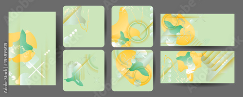 Elegant muted restrained shades natural pastel muted pale calm tones card templates set abstraction background