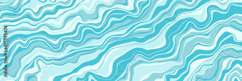 Abstract liquid background. Marble texture, natural stone, free spill of paint. Vector illustration. Long horizontal banner.