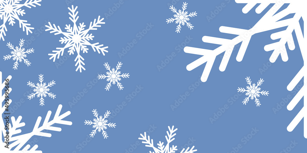 Blue Christmas card with snowflake white winter decoration. Cute decoration background leaflet header Blue Christmas card with snowflake white winter decoration. Cute decoration background leaflet header