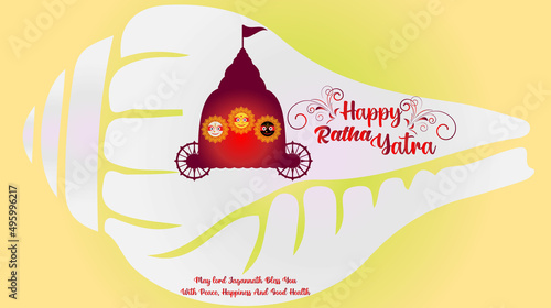 Happy Rath Yatra. A festival for Lord Jagannath, Balabhadra and Subhadra. Illustration of a background