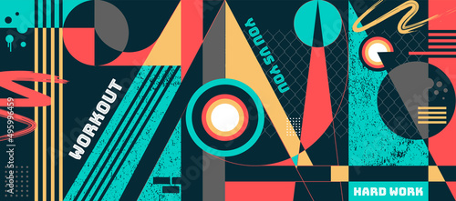 Geometric sport crossfit background concept Premium Vector