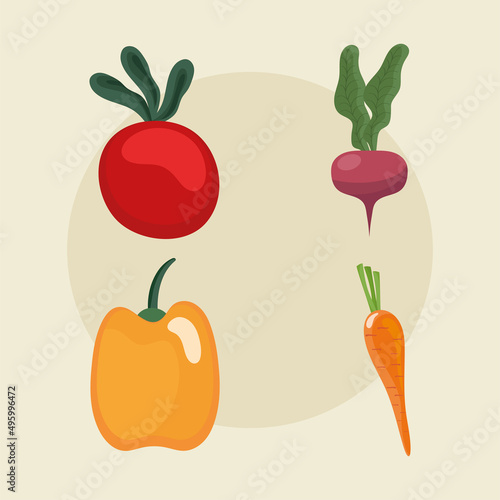 Fototapeta Naklejka Na Ścianę i Meble -  four vegetables fresh icons
