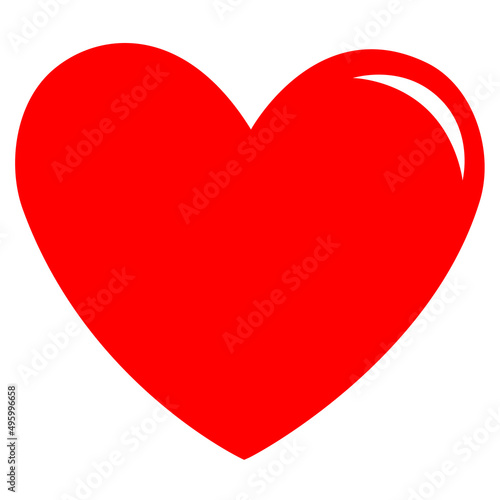 Vector illustration of heart in red color. Red love valentine heart with white background
