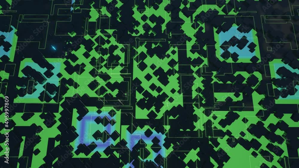 Hi tech pattern on plane surface, neon glow, complex elements and structure. 3d objects form sci fi composition on surface 3d pattern. Information technology, futuristic hardware. 4k looped animation. Hi tech pattern on plane surface, neon glow, complex elements and structure. 3d objects form sci fi composition on surface 3d pattern. Information technology, futuristic hardware. 4k looped animation.