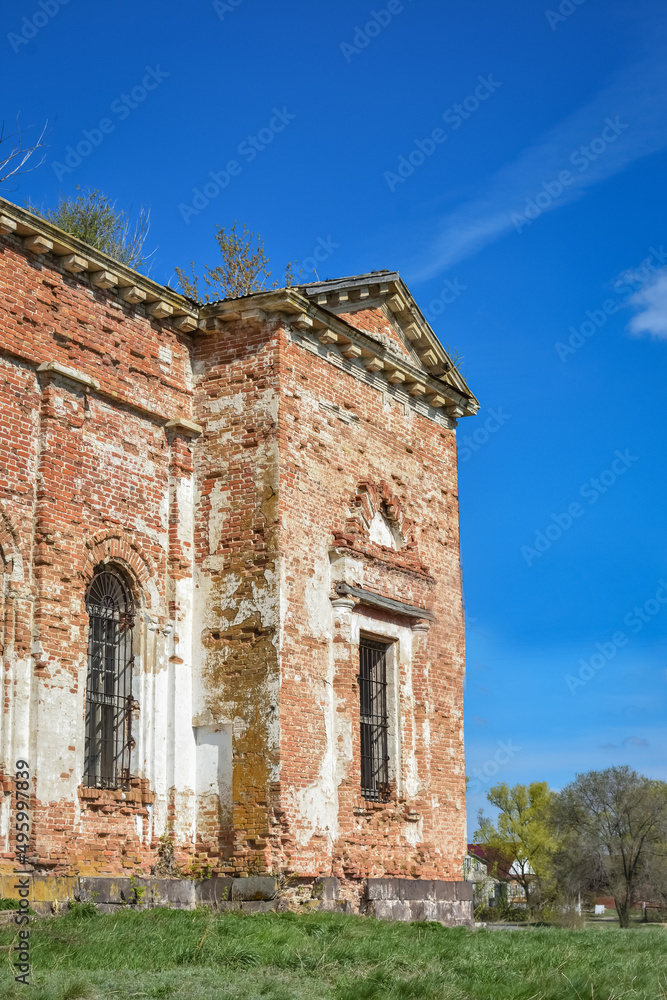 abandoned Orthodox church, abandoned temple with columns