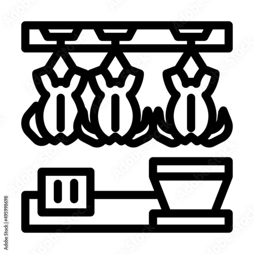 chicken processing line icon vector. chicken processing sign. isolated contour symbol black illustration