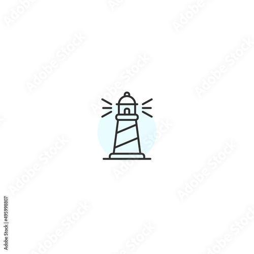 Lighthouse marine lamp line icon. Coastal compass beacon © Horizen