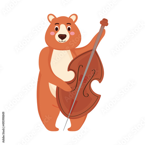 cute bear playing cello