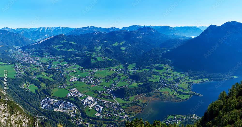 Beautiful view of the village in Austria. Bad Goisern, Upper Austria.