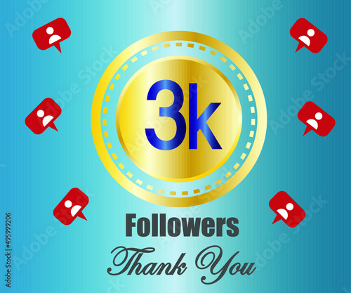 3k followers thank you. vector illustration