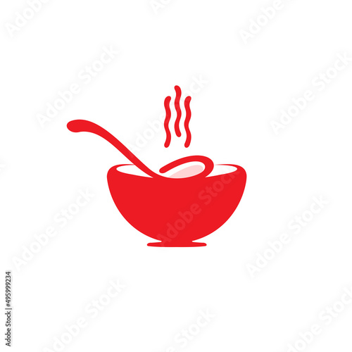Soup Restaurant Abstract Logo Red