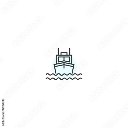 Yacht cruise water ship line icon. Marine luxury cruiser voyage © Horizen