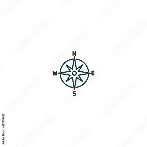 Compass rose line icon. Navigation star cartography azimuth photo