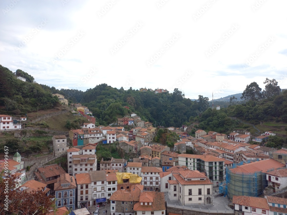 View of the town of Cudillero , Asturias,  Spain 
