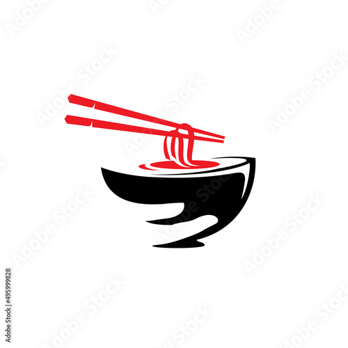 Japanese noodle logo on white background. Ramen restaurant sign symbol. vector illustration in flat style modern design. 