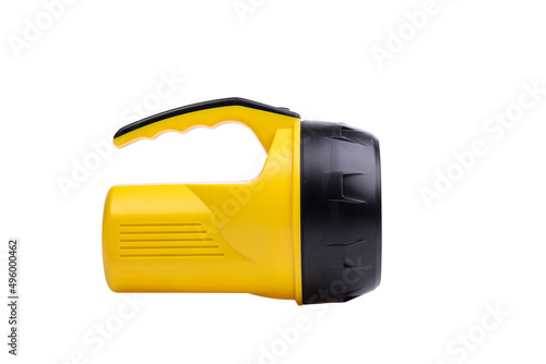 yellow and black flashlight on a white background