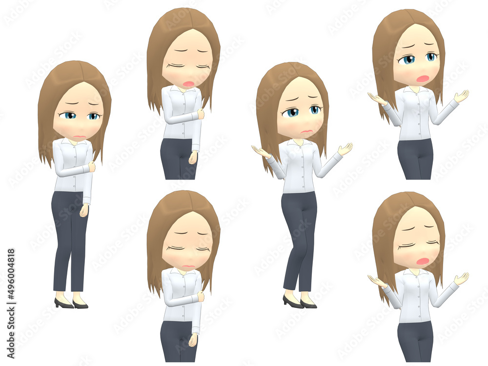 Fototapeta premium [Trouble A] Caucasian Woman shirts straight hair oblique angle