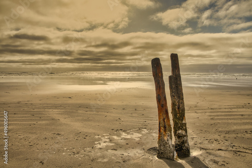 abandoned shipwreck rusting on beach