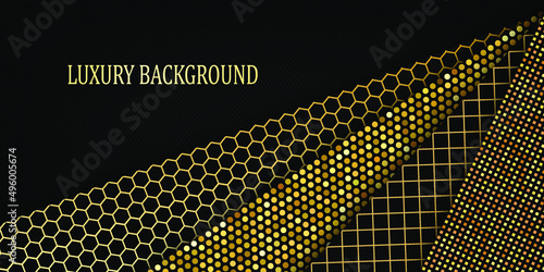 Black and gold luxury background. Vector illustration.