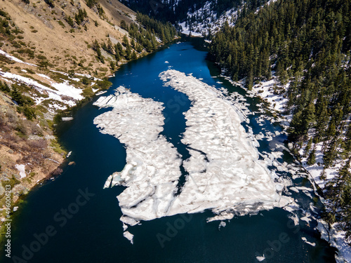 Aerial view of Suhoto Lake (The dry lake), Rila Mountain, Bulgaria photo