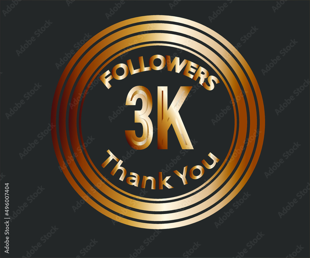 3k followers celebration design with bronze numbers. vector illustration 3k followers celebration design with bronze numbers. vector illustration