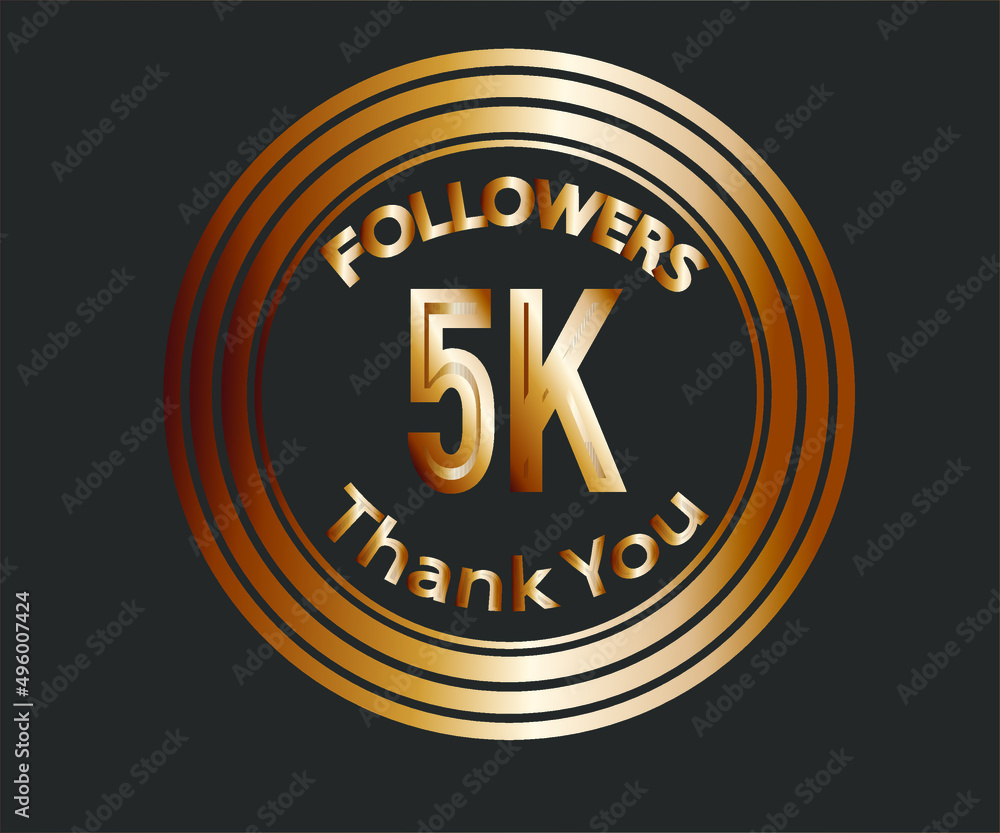 5k followers celebration design with bronze numbers. vector illustration