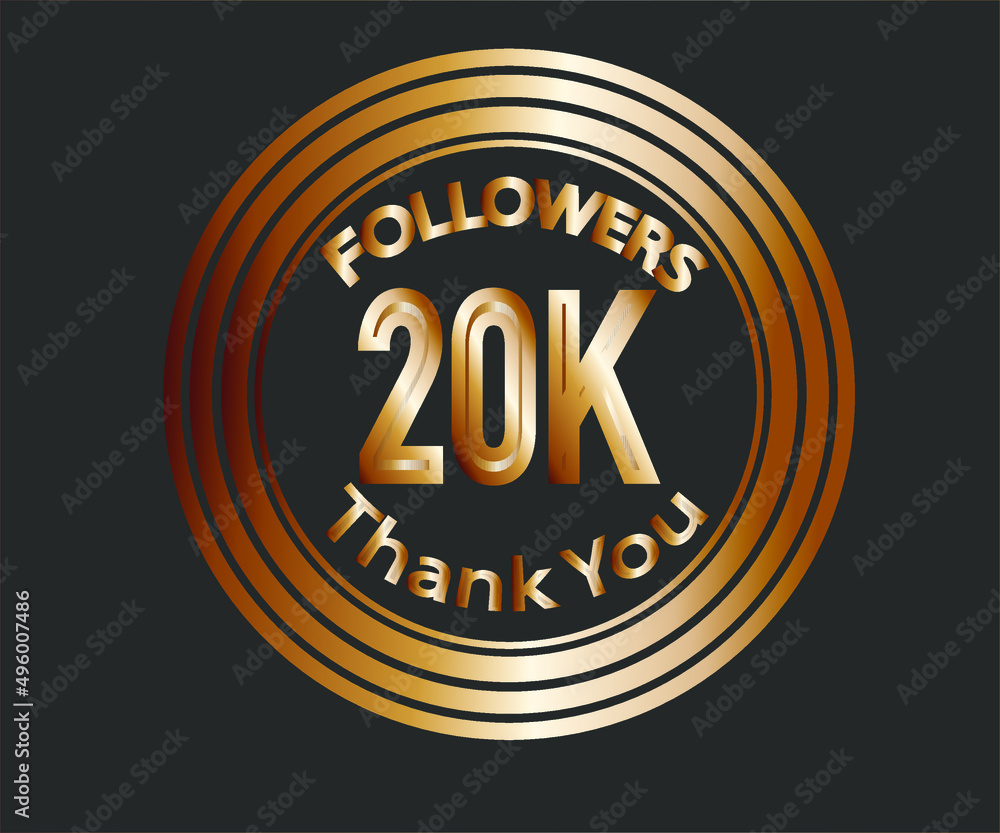 20k followers celebration design with bronze numbers. vector illustration
