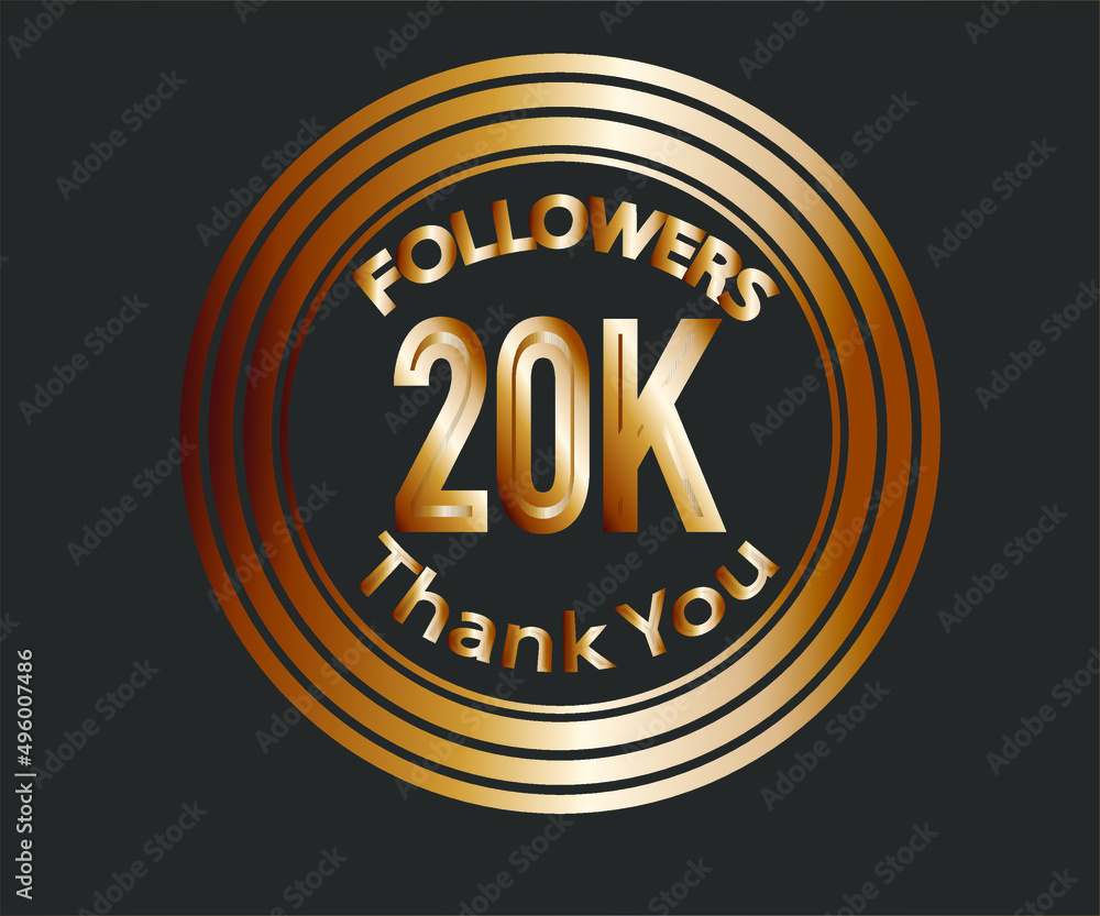 20k followers celebration design with bronze numbers. vector illustration 20k followers celebration design with bronze numbers. vector illustration