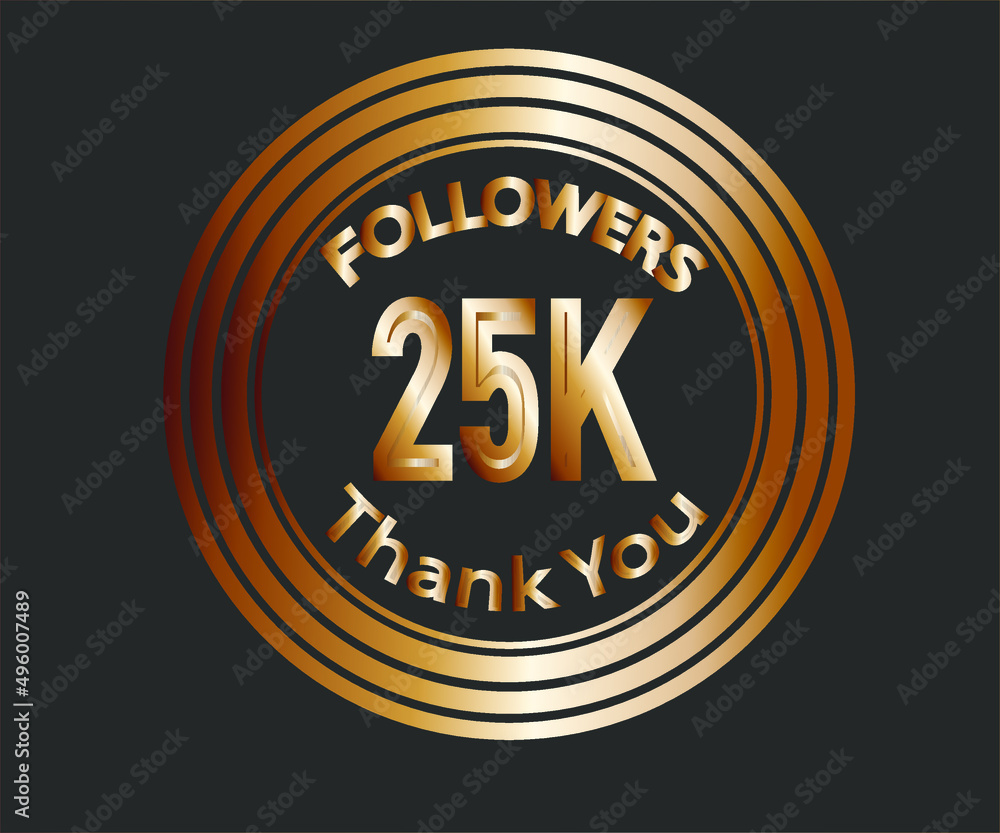 25k followers celebration design with bronze numbers. vector illustration