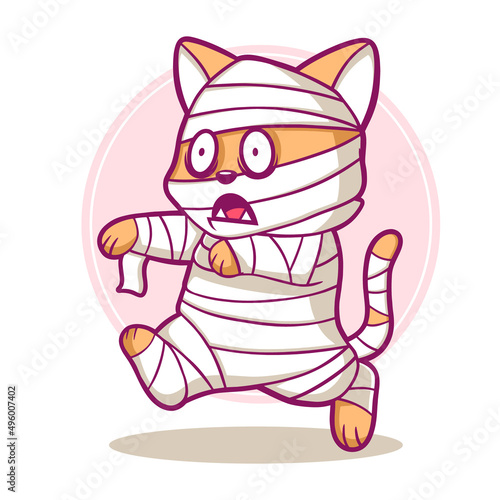 Cute mummy cat cartoon vector illustration