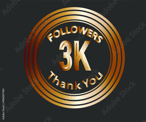 3k followers celebration design with bronze numbers. vector illustration