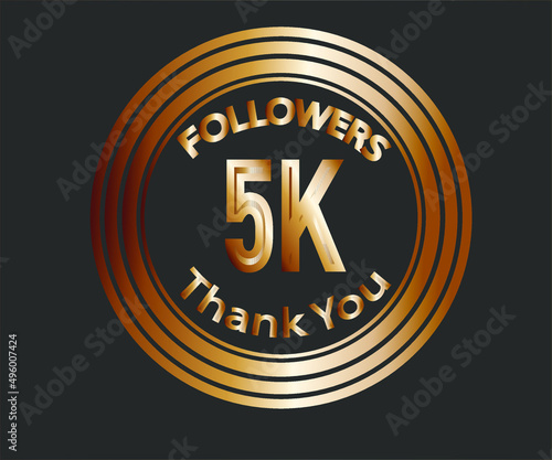 5k followers celebration design with bronze numbers. vector illustration