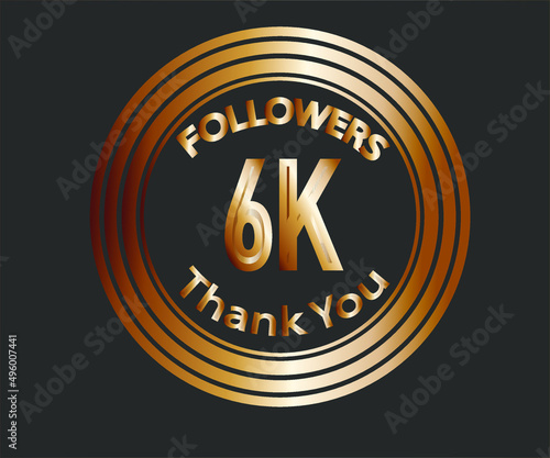 6k followers celebration design with bronze numbers. vector illustration