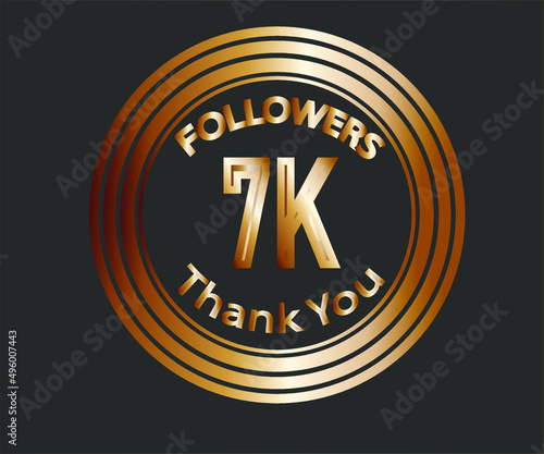 7k followers celebration design with bronze numbers. vector illustration