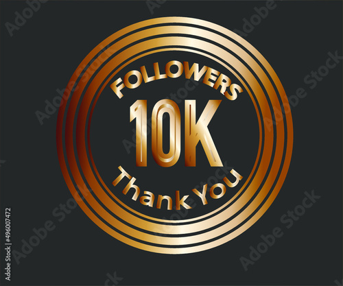 10k followers celebration design with bronze numbers. vector illustration
