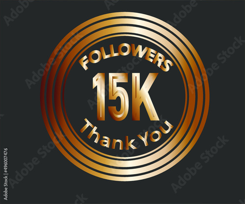 15k followers celebration design with bronze numbers. vector illustration
