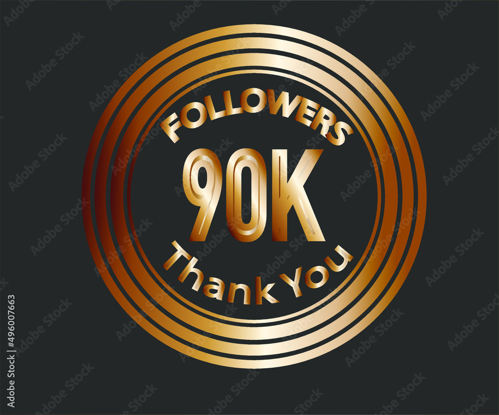 90k followers celebration design with bronze numbers. vector illustration