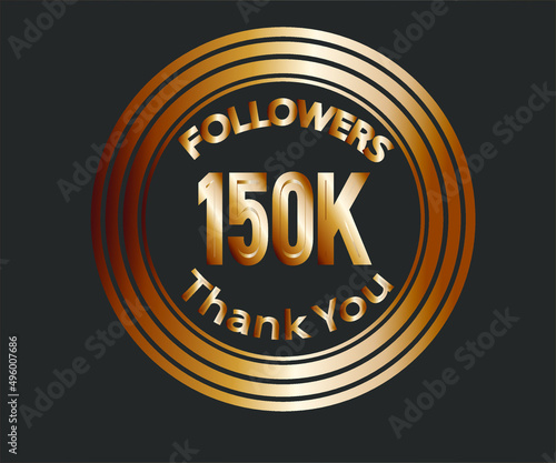 150k followers celebration design with bronze numbers. vector illustration