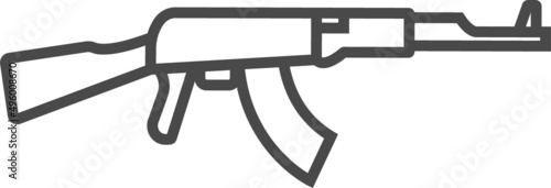 Foto Kalashnikov rifle. Military army line icon