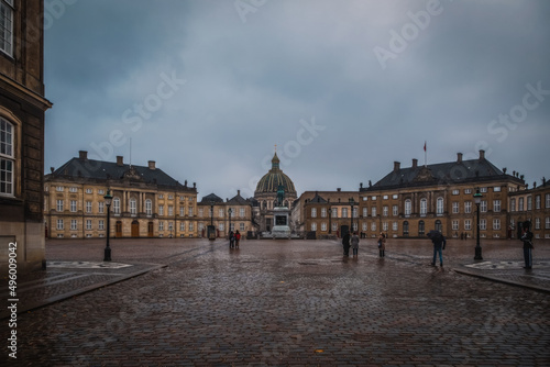 Copenhagen, Denmark - November 2021: Amalienborg Palace, residence of the Danish royal family.