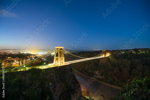 Clifton suspension bridge at dawn in Bristol, England