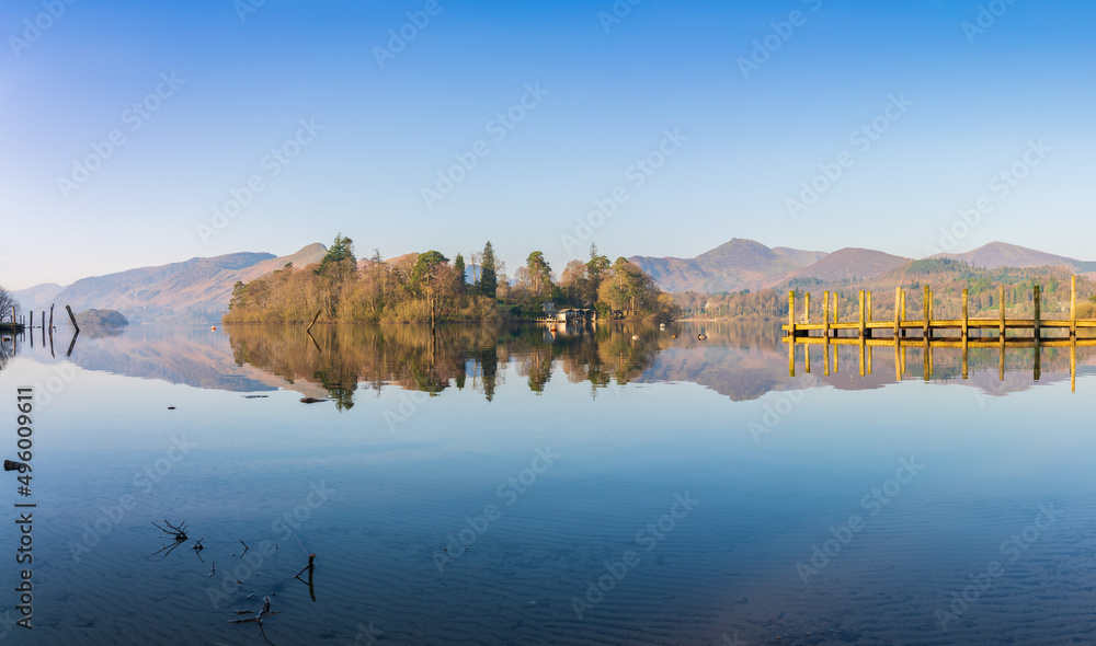 Fototapeta premium Derwentwater lake panorama in Lake District, Cumbria. England