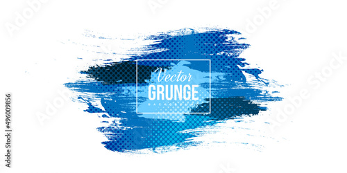 Abstract Blue and White Grunge Background with Halftone Style. Brush Stroke Illustration for Banner, Poster. Sports Background. Scratch and Texture Elements For Design