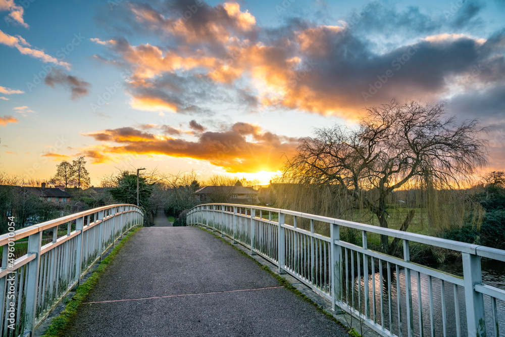 Grand Union canal at sunset in Milton Keynes. England Grand Union canal at sunset in Milton Keynes. England