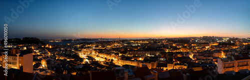 Fototapeta Naklejka Na Ścianę i Meble -  Skyline panorama of Lisbon at dawn. Portugal