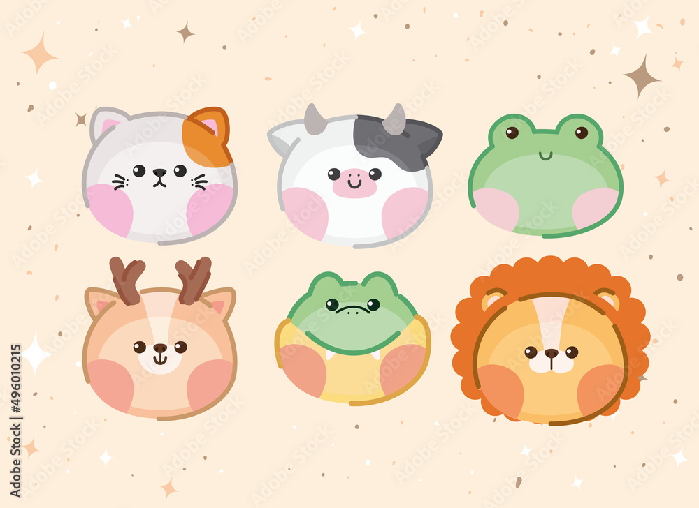 six cute animals